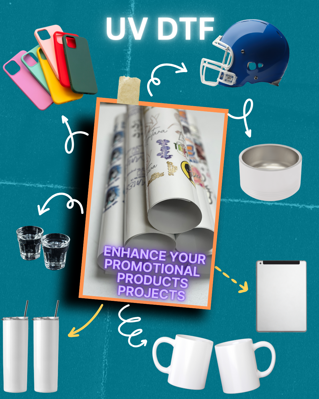 custom UV DTF gang sheets designed glass